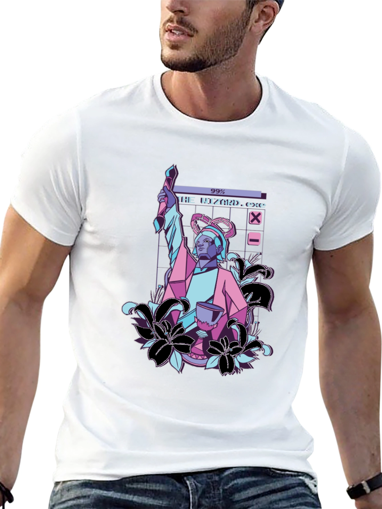 The Wizard .exe T-Shirt - Retro Vaporwave Design