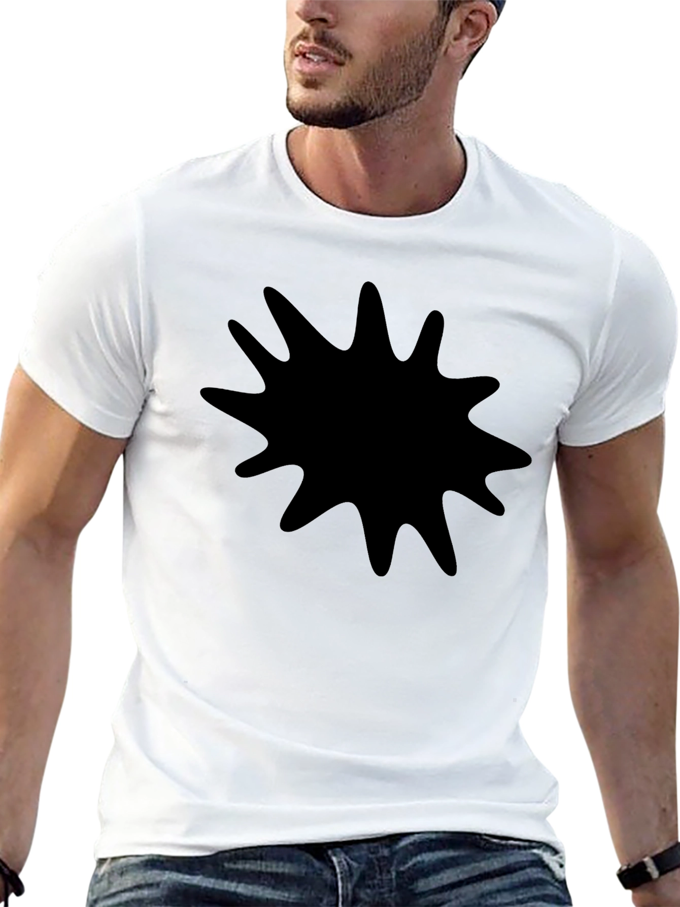 Black Graphic Tee - Abstract Splash Design
