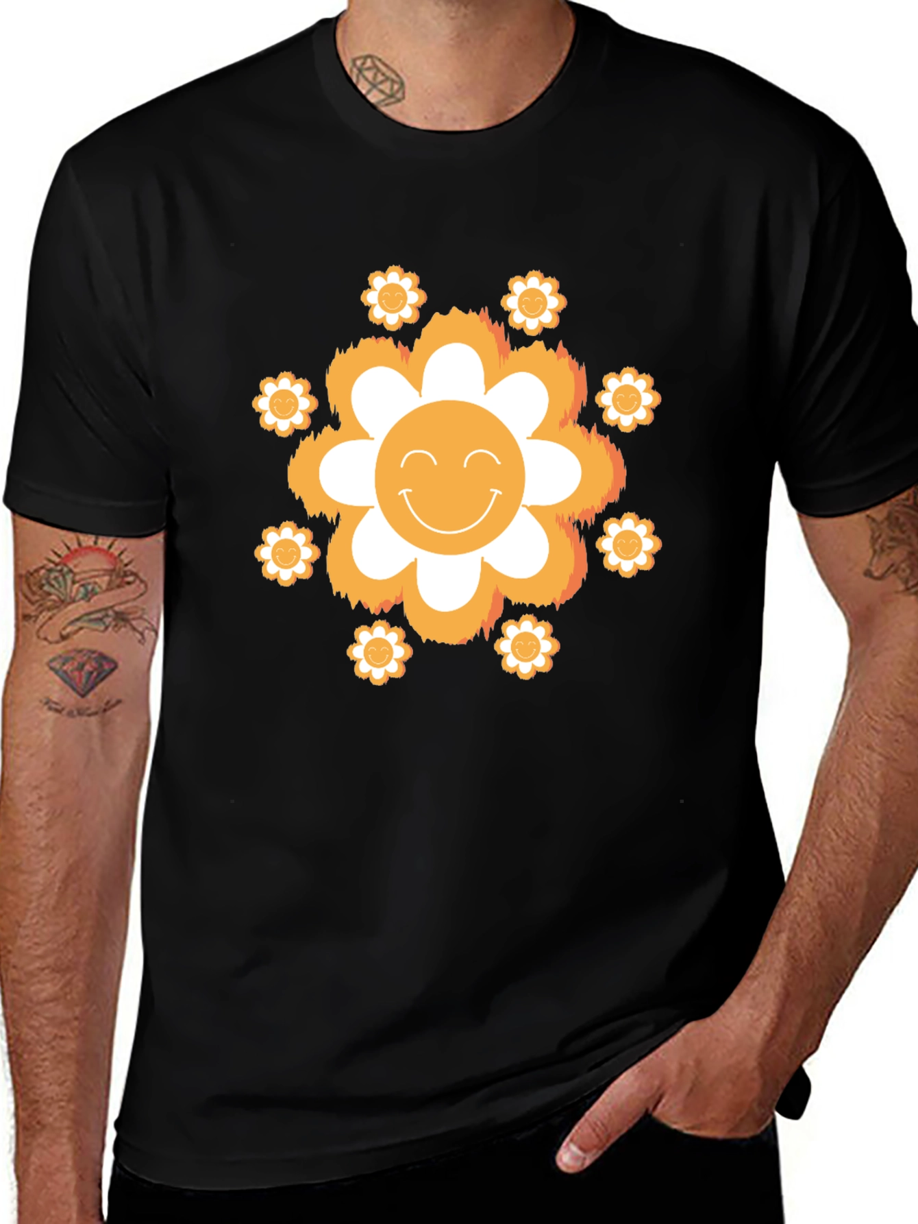 Smiley Face Flower Graphic Tee
