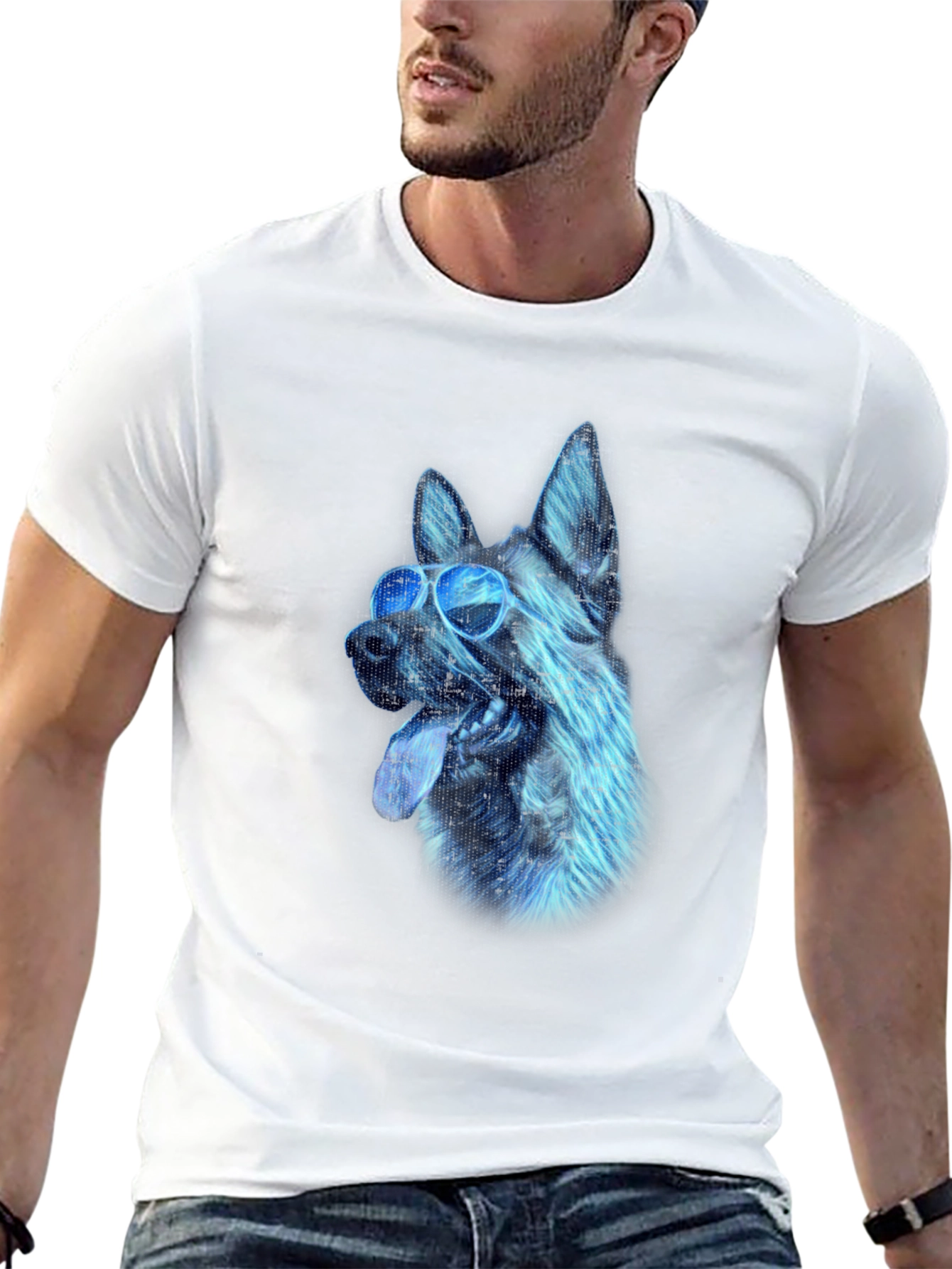 Cool Dog Graphic Tee - Black Cotton Blend