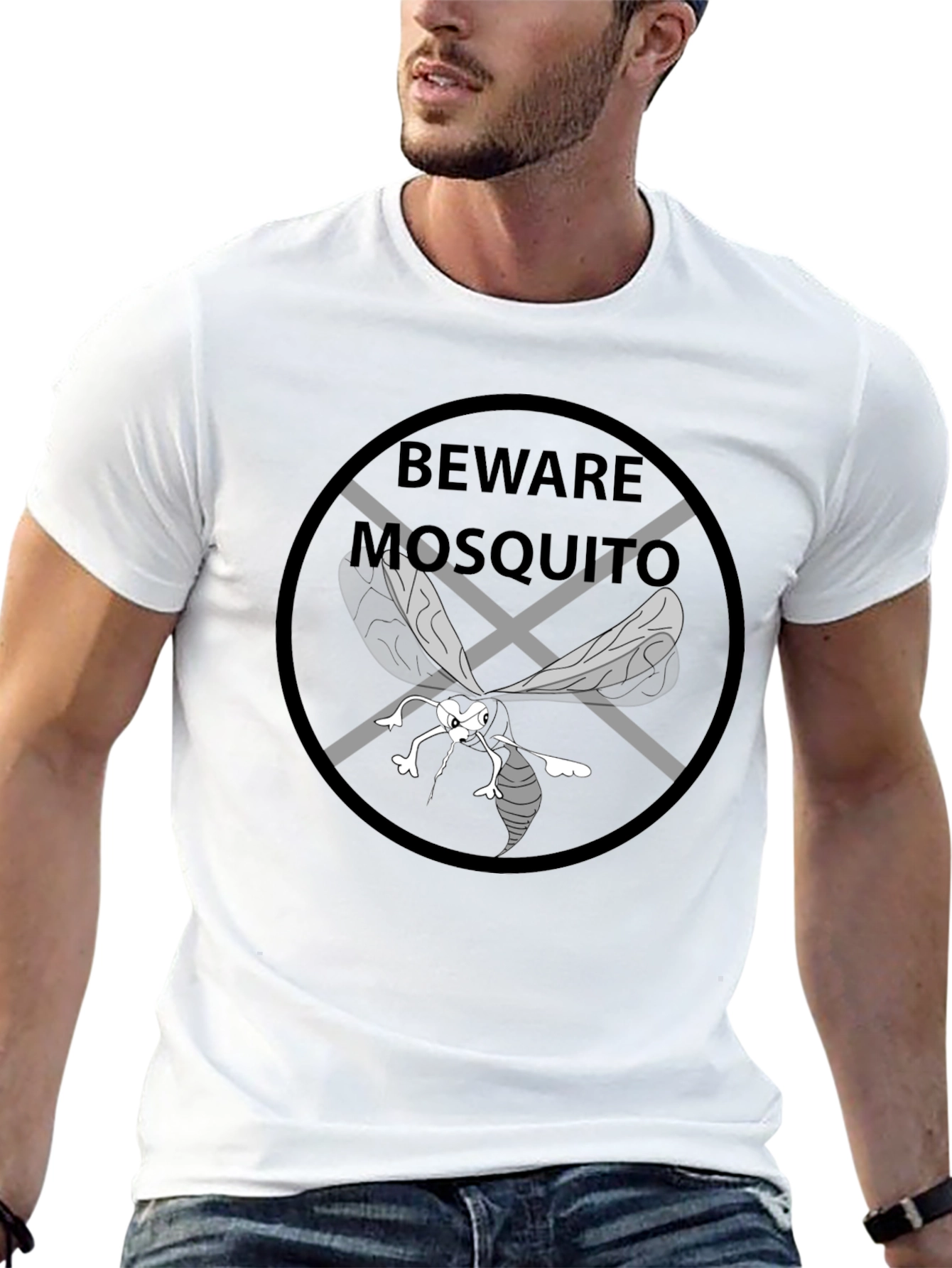 Beware Mosquito Graphic Tee - Black Cotton T-Shirt
