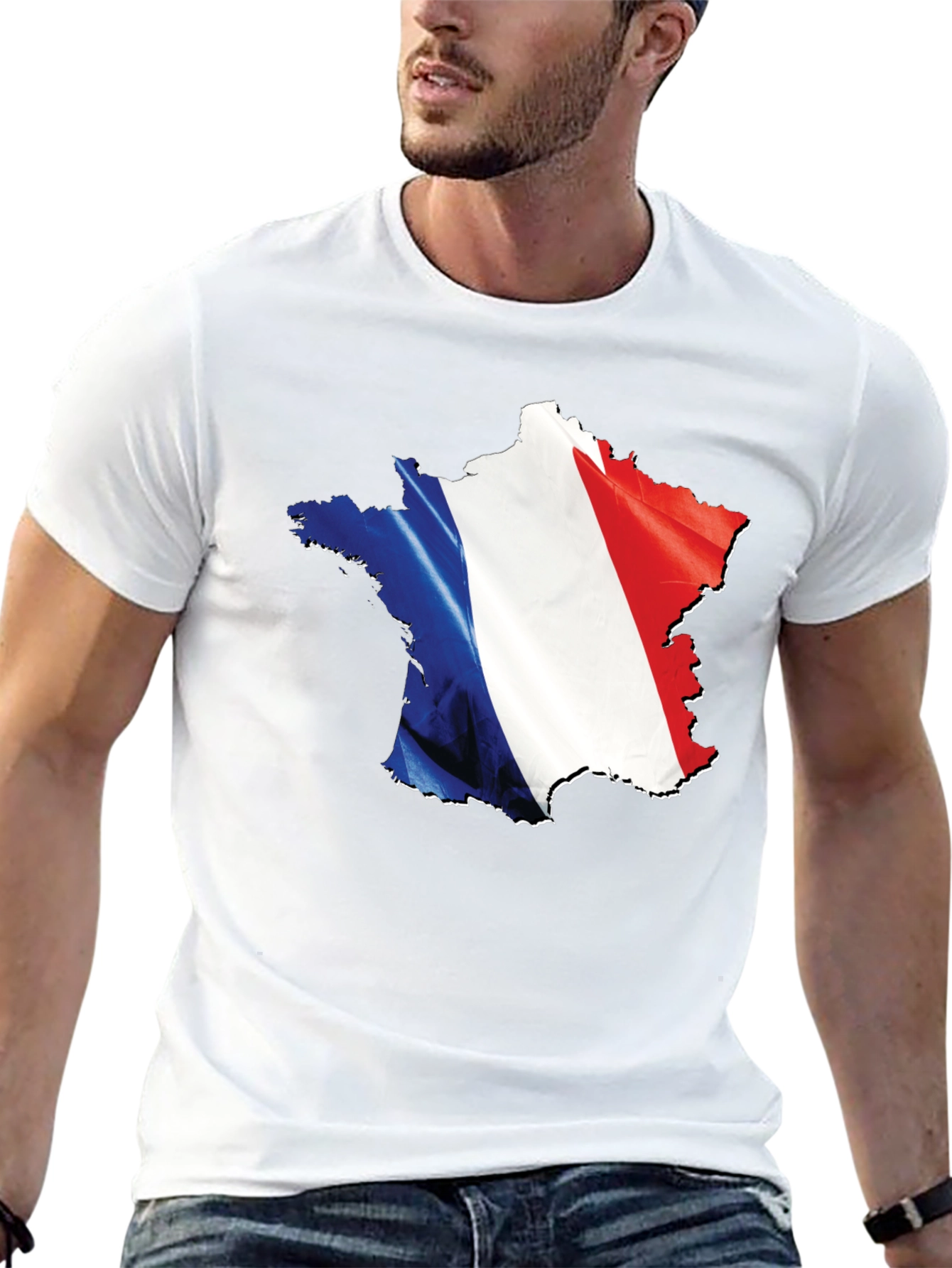 France Flag T-Shirt - Black Crew Neck Graphic Tee