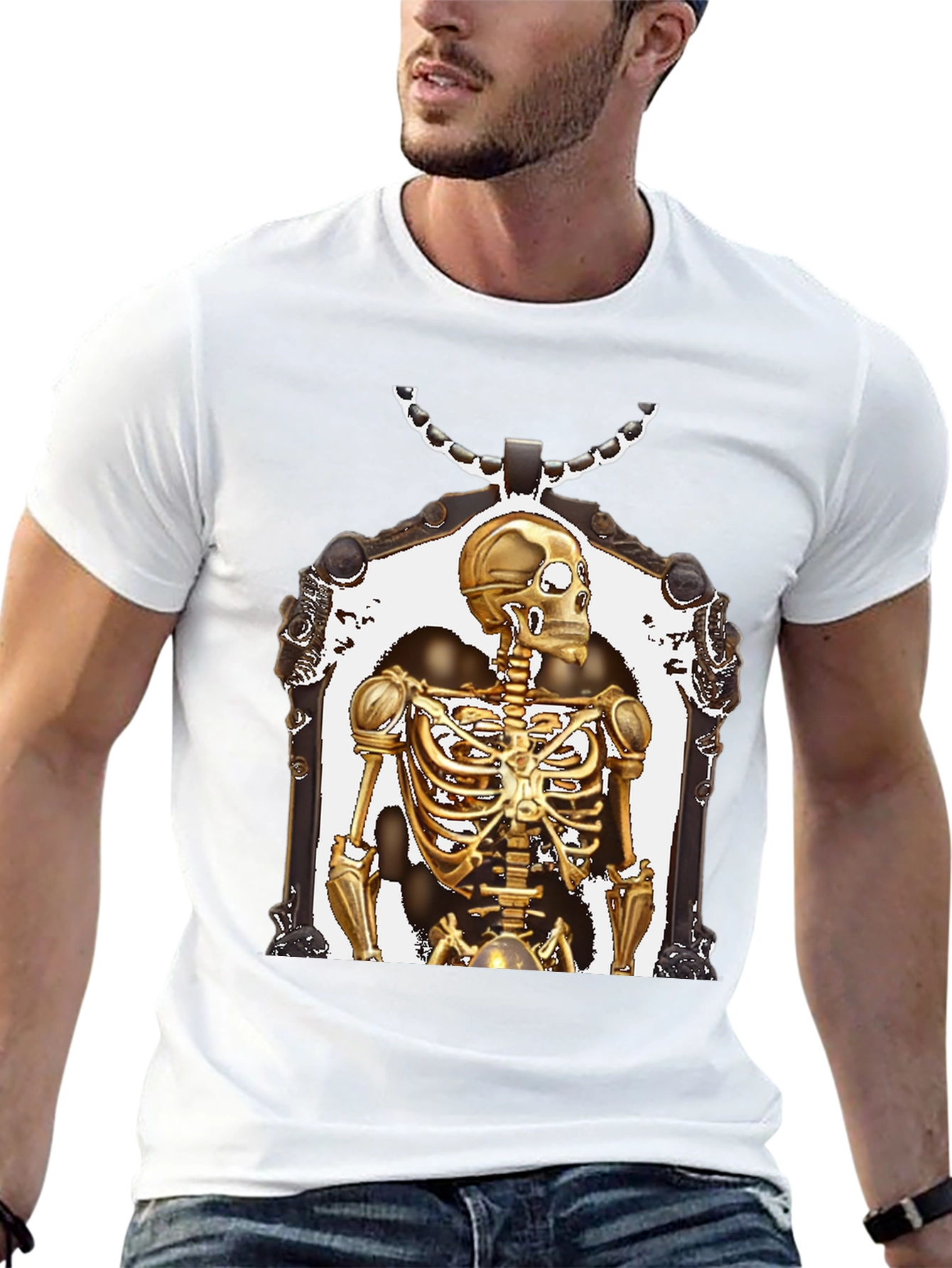 Golden Skeleton Framed Graphic Tee