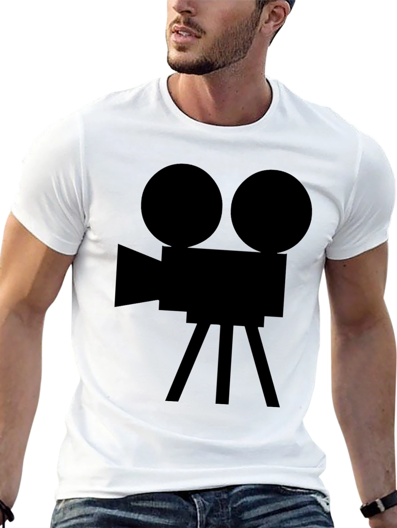 Retro Movie Camera Graphic Tee - Classic Filmmaker Style
