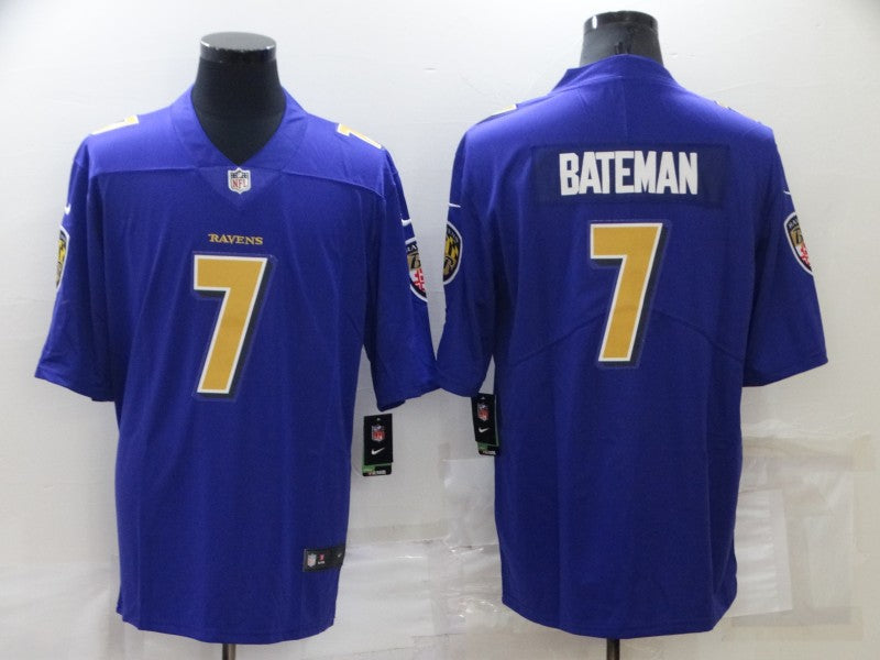 Men's Baltimore Ravens Rashod Bateman #7 Purple Player Jerseys