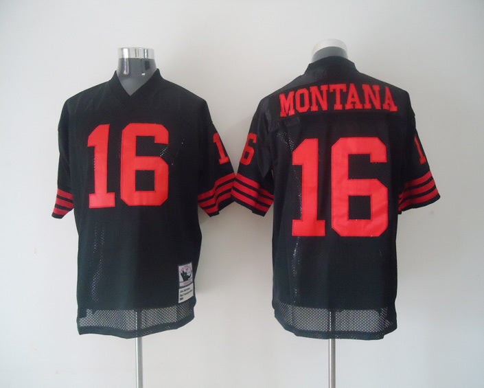 Men's San Francisco 49ers Joe Montana Mitchell & Ness Black Legacy Replica Player Jerseys