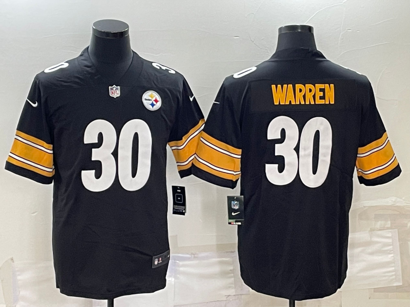 Men's Pittsburgh Steelers Jaylen Warren #30 Black Game Jerseys