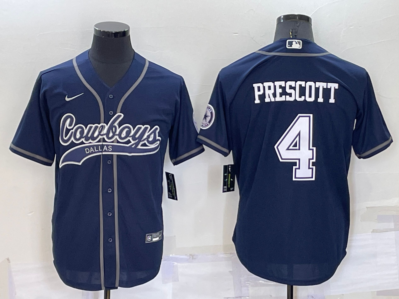 Men's Dallas Cowboys Dak Prescott #4 Navy Player Jerseys Joint Edition
