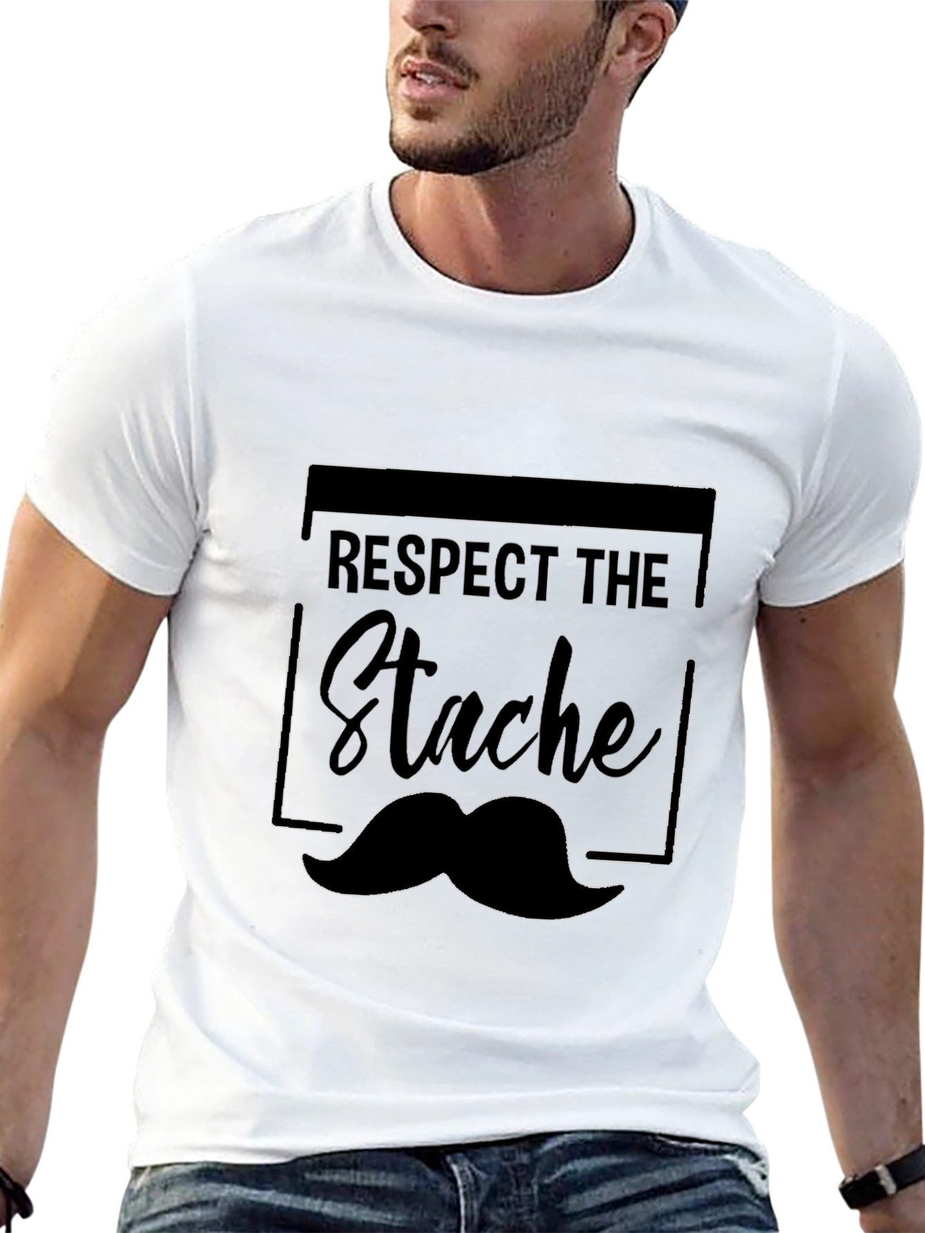 Respect the Stache T-Shirt - Mustache Graphic Tee