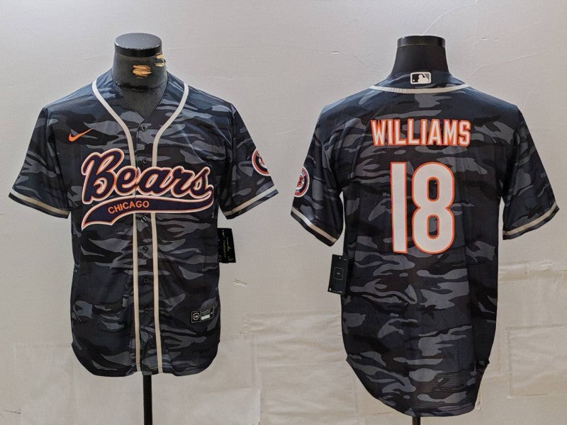 Men's Chicago Bears Caleb Williams #18 Grey Camouflage Game Jerseys