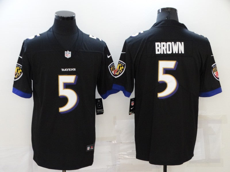 Men's Baltimore Ravens Marquise Brown #5 Black Game Jerseys