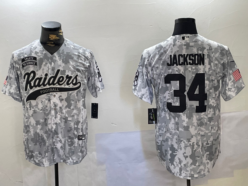 Men's Las Vegas Raiders Bo Jackson #34 Arctic Camo 2024 Salute to Service Player Jerseys