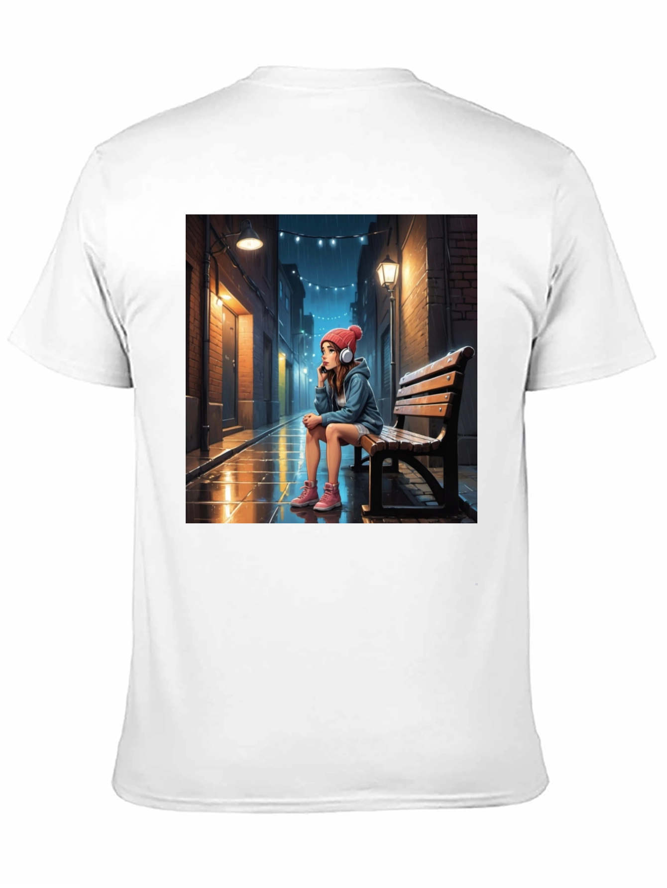 Artistic Girl on Bench Graphic Tee