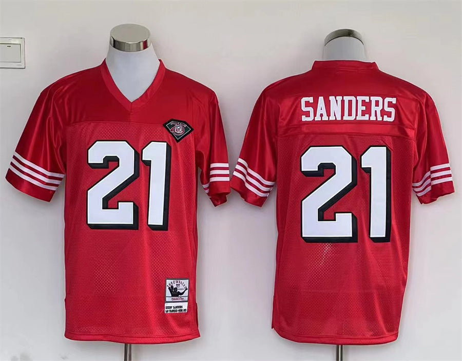 Men's San Francisco 49ers Deion Sanders Mitchell & Ness Scarlet Legacy Replica Jerseys
