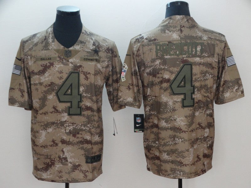 Men's Dallas Cowboys Dak Prescott #4 Camouflage Game Jerseys