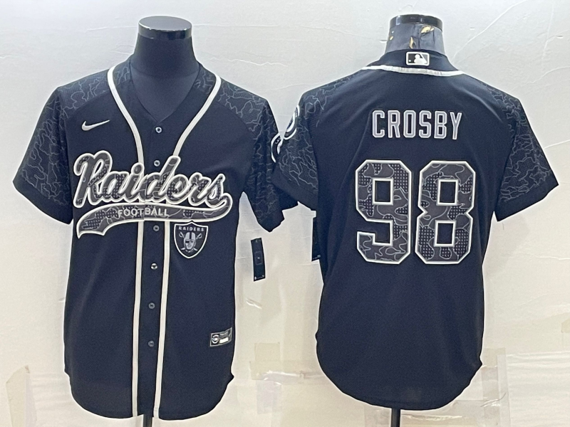 Men's Las Vegas Raiders Maxx Crosby #98 Black RFLCTV Limited Jerseys Joint Edition