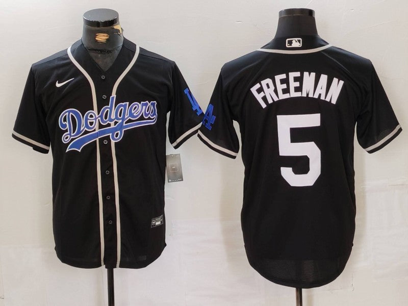 Men's Los Angeles Dodgers Freddie Freeman #5 Black Game Jerseys