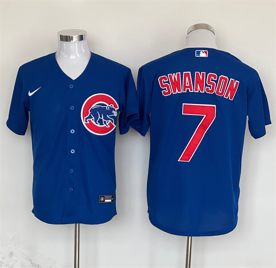 Men's Chicago Cubs Dansby Swanson #7 Royal Replica Player Jerseys