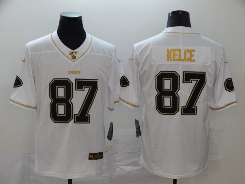 Men's Kansas City Chiefs Travis Kelce #87 White Player Game Jerseys