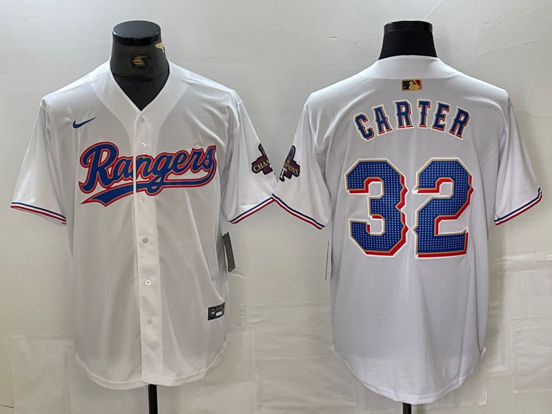 Men's Texas Rangers Evan Carter #32 White 2024 Gold Collection Limited Player Jerseys