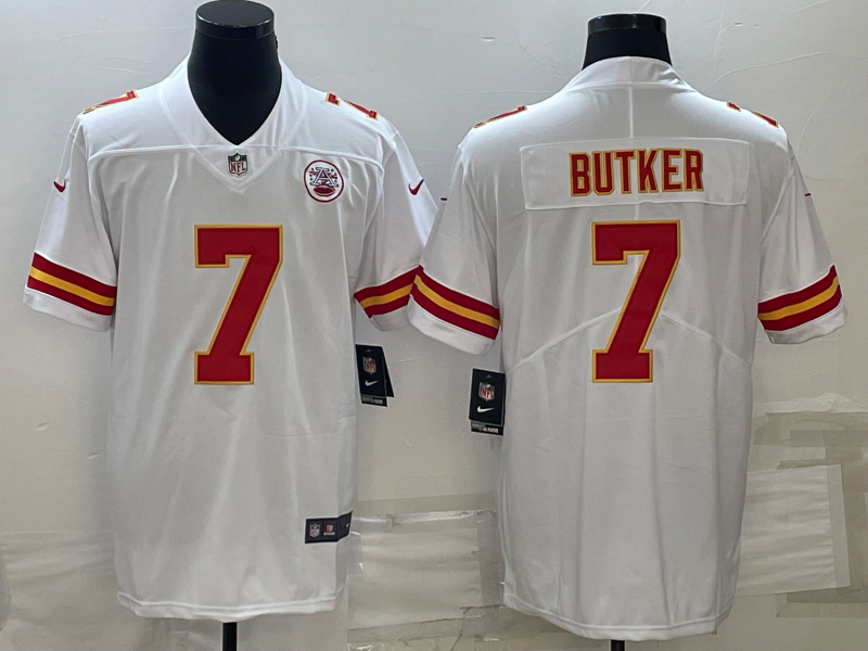 Men's Kansas City Chiefs Harrison Butker #7 White Game Jerseys