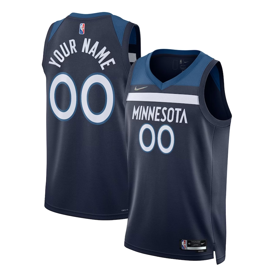 Men's Minnesota Timberwolves Navy 2021/22 Diamond Swingman Custom Jerseys - Icon Edition