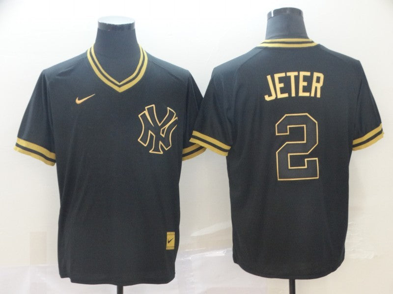 Men's New York Yankees Derek Jeter #2 Black Replica Player Jerseys