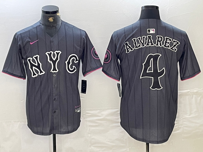Men's New York Mets Francisco Alvarez #4 Graphite 2024 City Connect Limited Player Jerseys