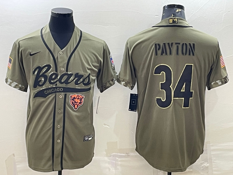 Men's Chicago Bears Walter Payton #34 Olive 2022 Salute To Service Limited Jerseys Joint Edition