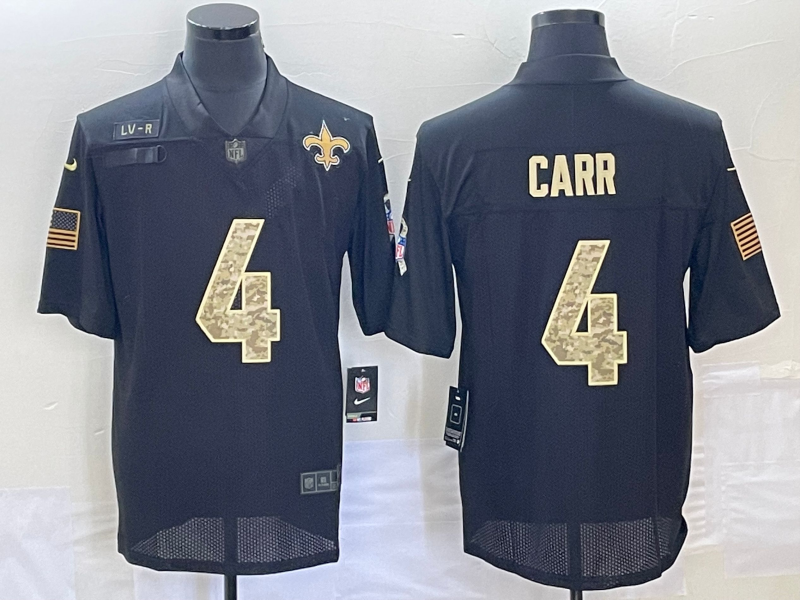 Men's New Orleans Saints Derek Carr #4 Black Game Player Jerseys