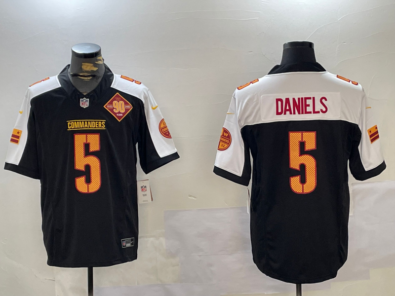 Men's Washington Commanders Jayden Daniels #5 Black Alternate Vapor Limited Jerseys