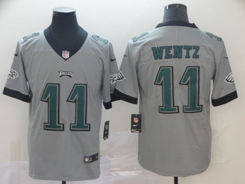 Men's Philadelphia Eagles Carson Wentz #11 Gray Game Jerseys