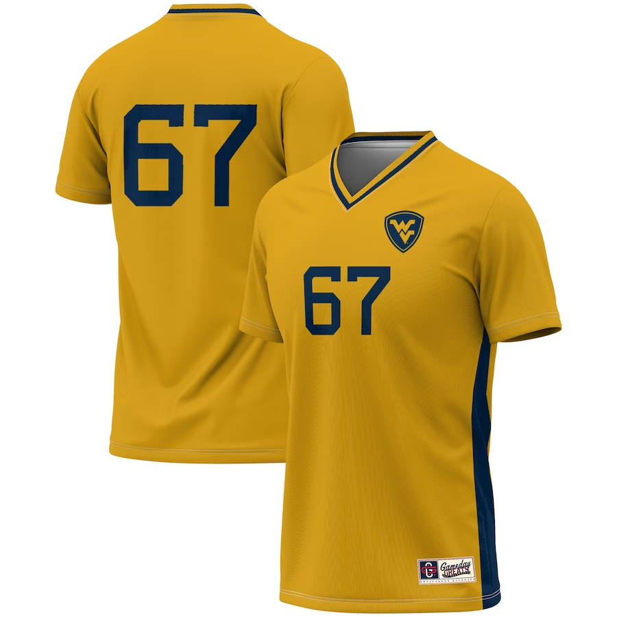 Men's West Virginia Mountaineers ProSphere #67 Gold Soccer Fashion Jersey