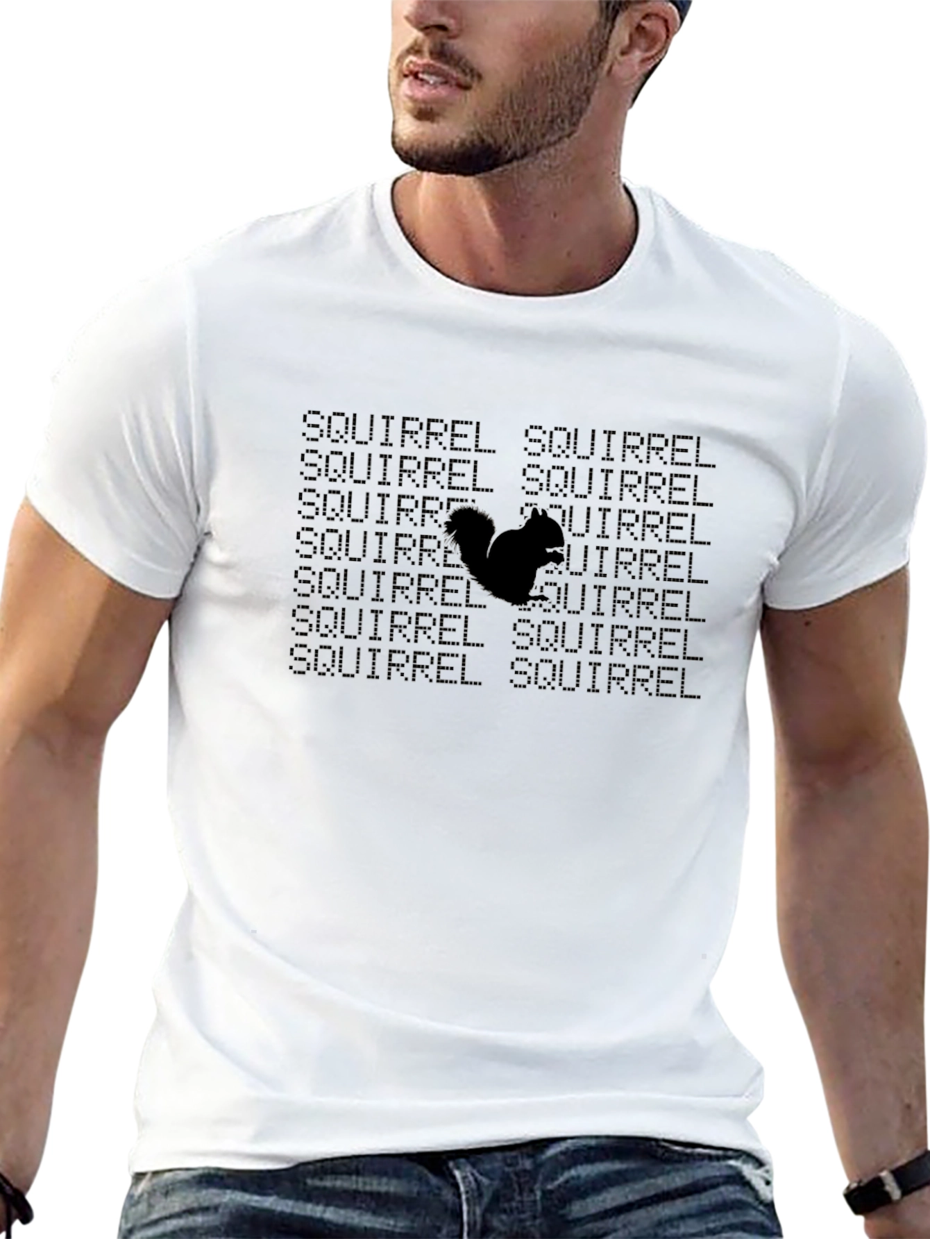 Squirrel Pattern Black T-Shirt