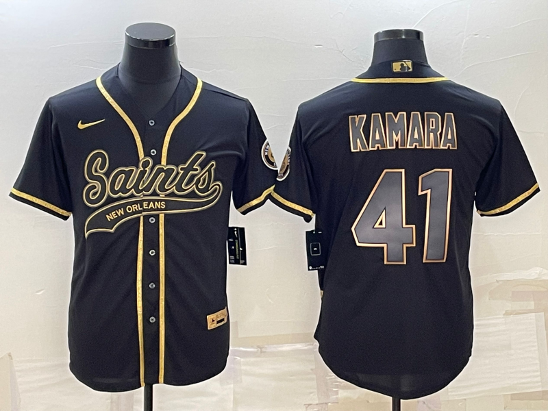 Men's New Orleans Saints Alvin Kamara #41 Black Game Player Jerseys Joint Edition