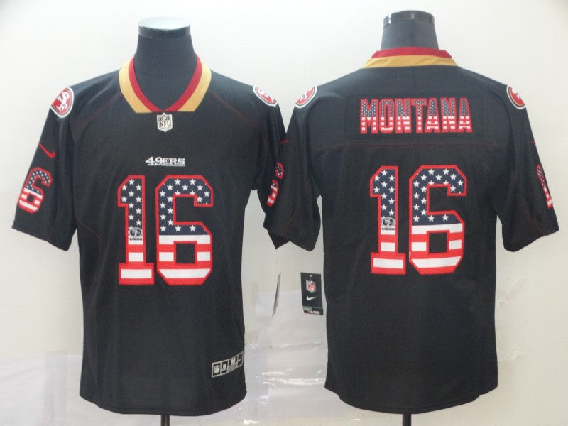 Men's San Francisco 49ers Joe Montana #16 Black Stitched Game Jerseys