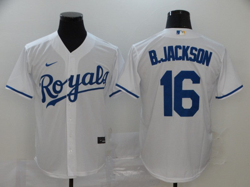 Men's Kansas City Royals Bo Jackson #16 White Replica Baseball Jerseys