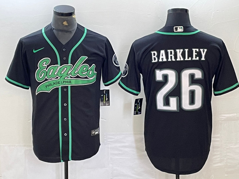 Men's Philadelphia Eagles Saquon Barkley #26 Black Player Jerseys Joint Edition