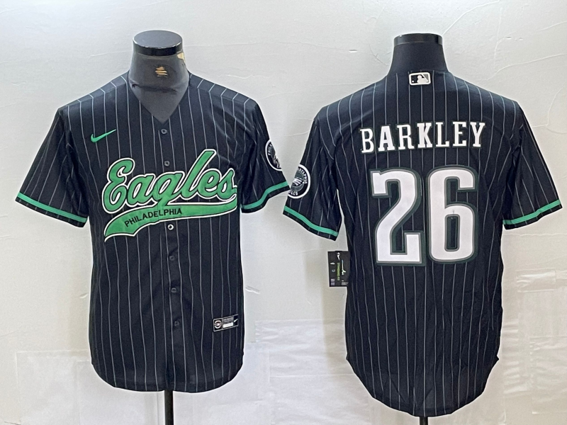 Men's Philadelphia Eagles Saquon Barkley #26 Black Team Game Jerseys Joint Edition