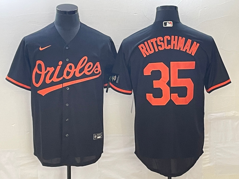 Men's Baltimore Orioles Adley Rutschman #35 Black Alternate Replica Player Jerseys