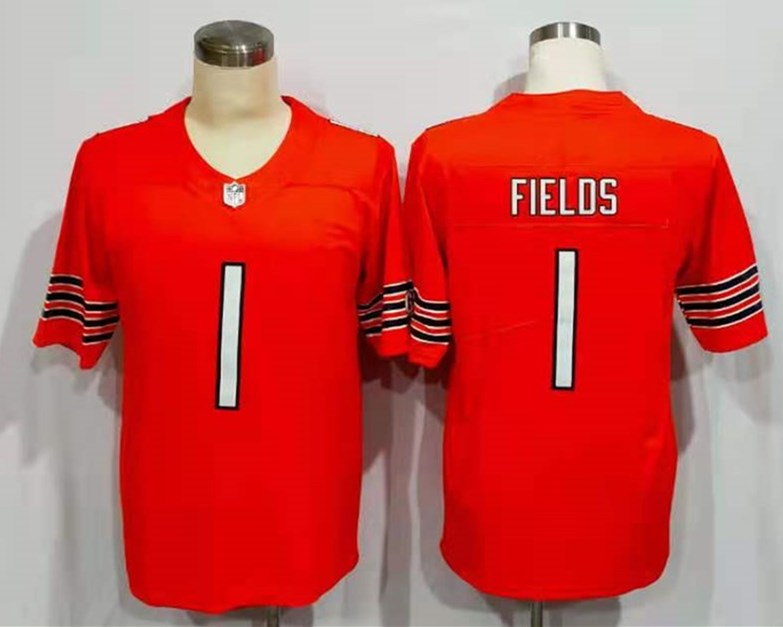 Men's Chicago Bears Justin Fields #1 Orange Player Game Jerseys