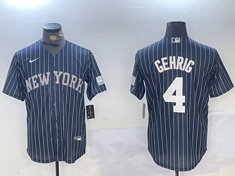 Men's New York Yankees Lou Gehrig #4 Navy Replica Player Jerseys
