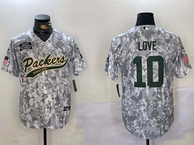 Men's Green Bay Packers Jordan Love #10 Arctic Camo Salute to Service Limited Jerseys