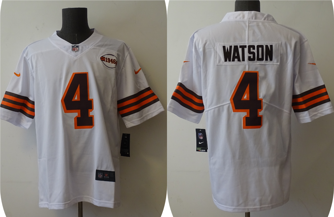 Men's Cleveland Browns Deshaun Watson #4 White 1946 Collection Alternate Vapor Limited Jerseys