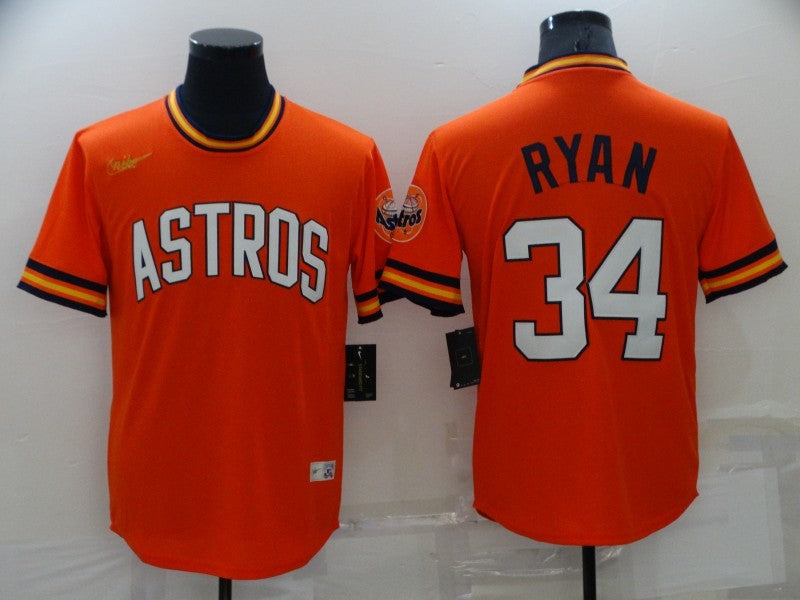 Men's Houston Astros Nolan Ryan #34 Orange Replica Player Jerseys