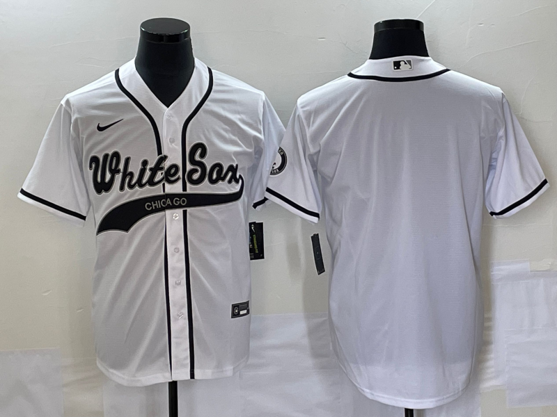 Men's Chicago White Sox White Replica Blank Jerseys Joint Edition