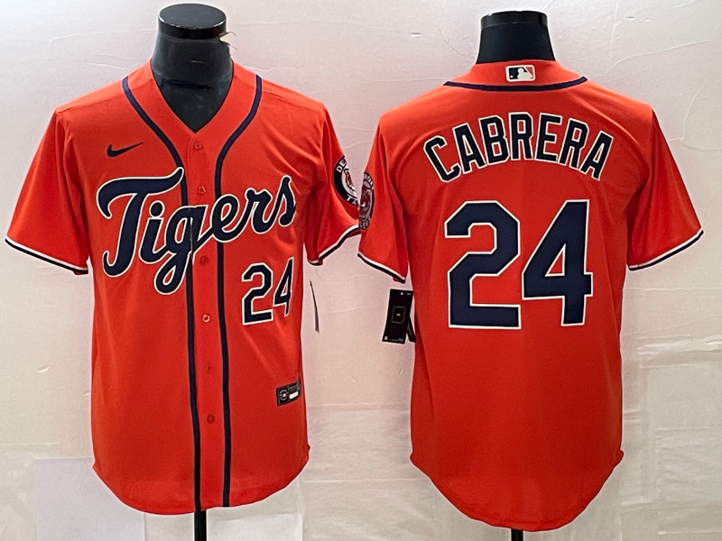 Men's Detroit Tigers Miguel Cabrera #24 Orange Replica Baseball Jerseys