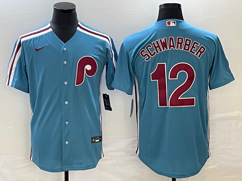 Men's Philadelphia Phillies Kyle Schwarber #12 Blue Replica Player Jerseys