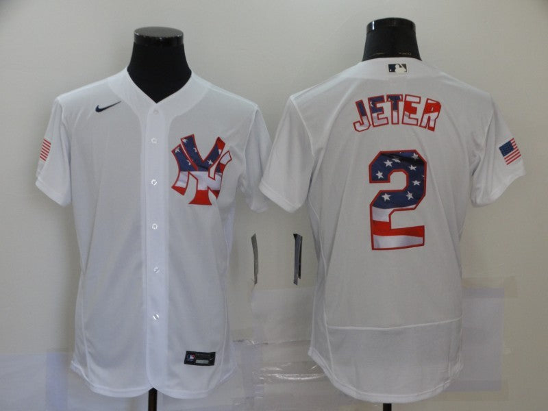 Men's New York Yankees Derek Jeter #2 White Replica Game Jerseys