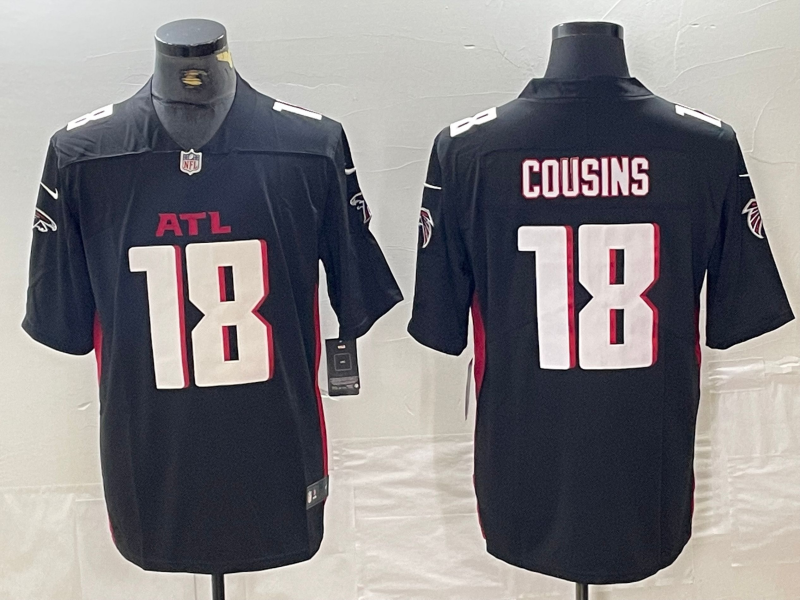 Men's Atlanta Falcons Kirk Cousins #18 Black Game Player Jerseys